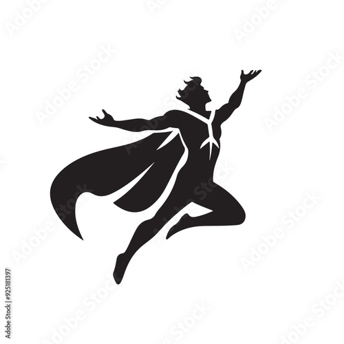 silhouette of hero jumping