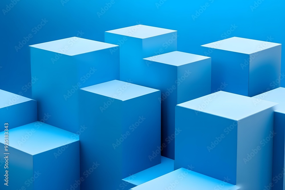 Obraz premium Blue Abstract Background with 3D Geometric Shapes