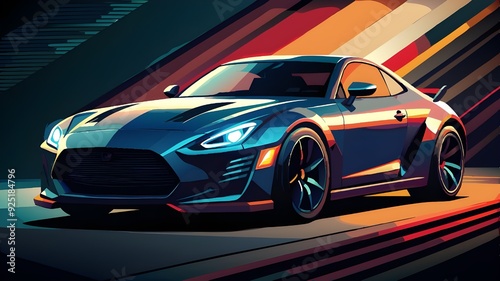 super sport car background with copy space, generic and brandless model car.