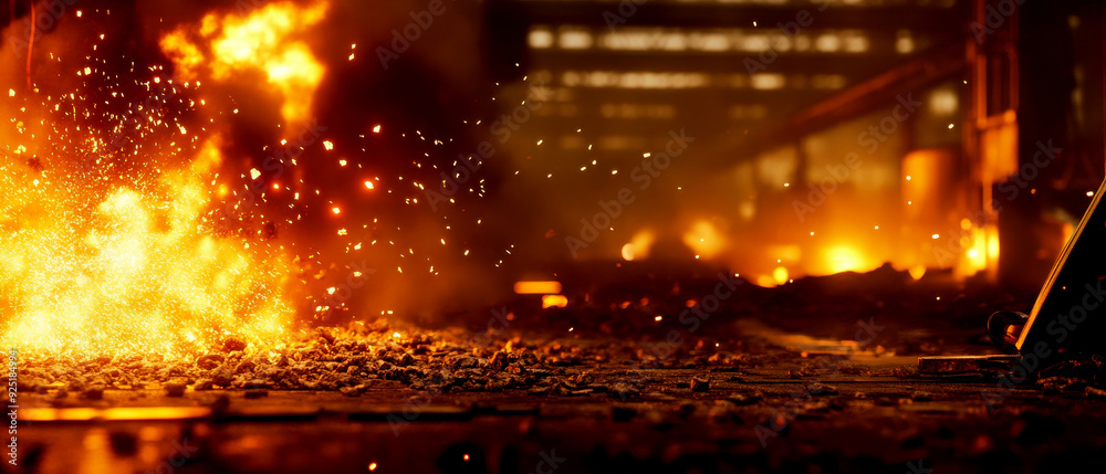Heat Example For Explosion Fiery explosion with glowing embers, showcasing intense heat and ...