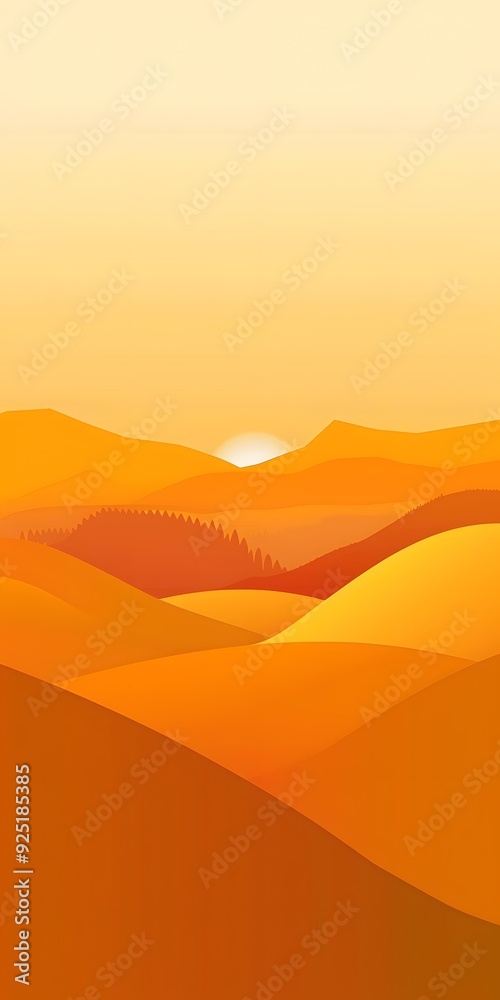 Sunset Landscape With Hills And Forest Sunset Landscape With Hills And Forest