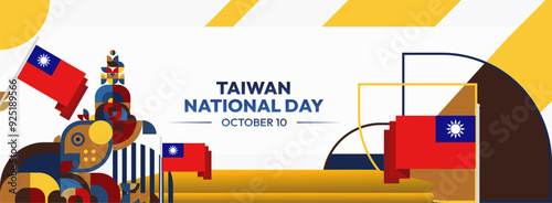 Картината върху платно Taiwan National Day banner in modern geometric style