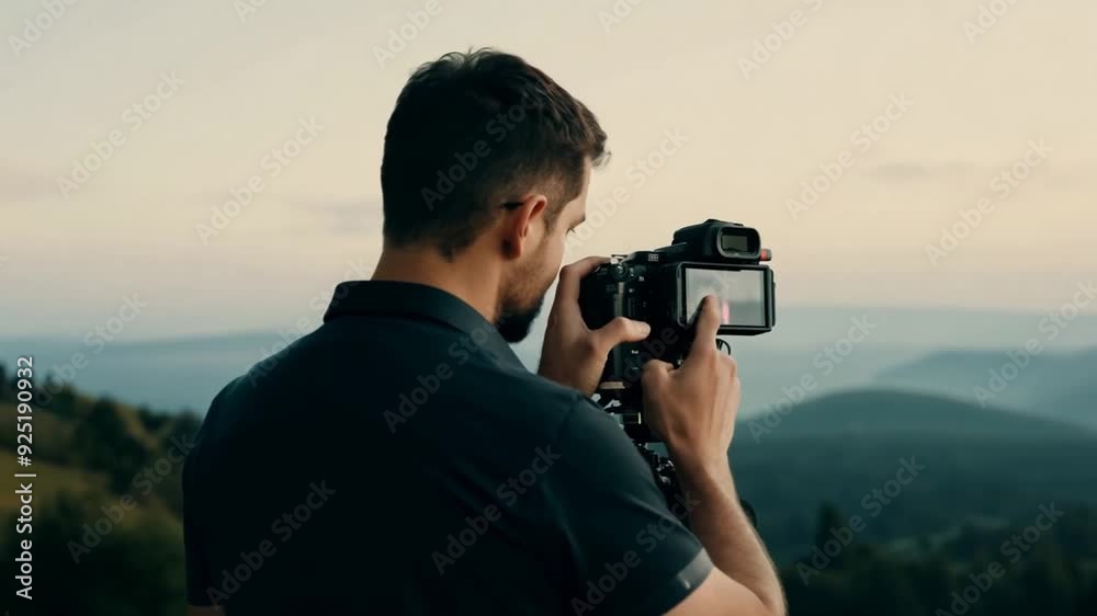 Man taking a picture with a camera Generative AI Man taking a picture with a camera Generative AI