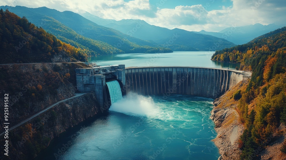 Hydroelectric Dam in Mountainous Landscape Hydroelectric Dam in Mountainous Landscape