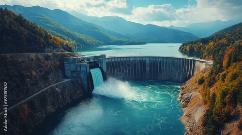 Hydroelectric Dam in Mountainous Landscape