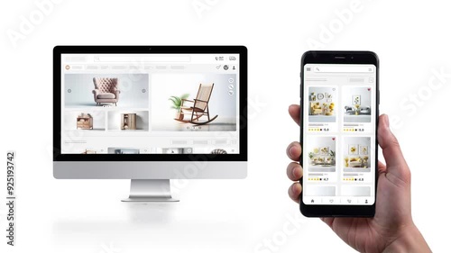 Shopping and sales website for furniture. Desktop and mobile responsive design.