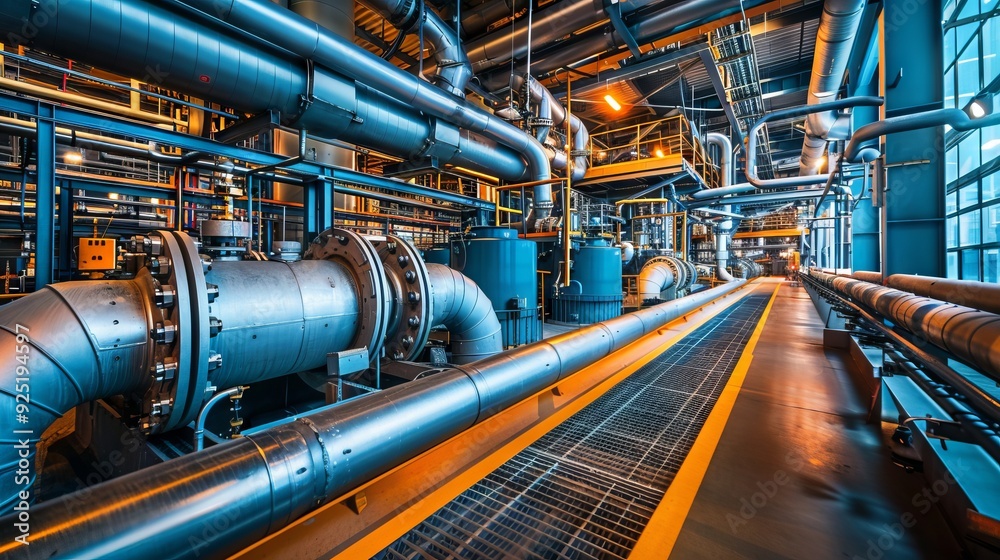 Close up of high pressure valves and pipelines in an industrial setting Close up of high pressure valves and pipelines in an industrial setting