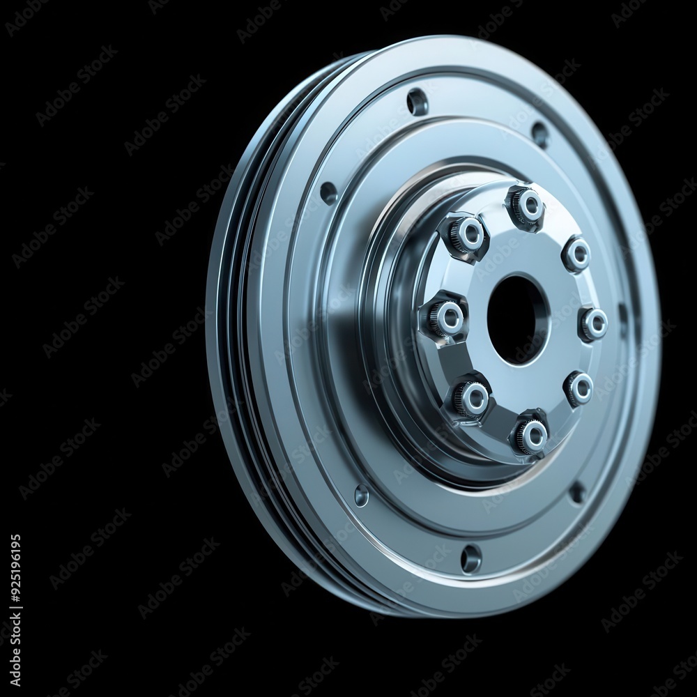 Obraz premium Mechanical clutch with torque specs, engineering design, 3D illustration