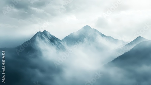 Wallpaper Mural Serene mountain landscape enveloped in mist and clouds, showcasing the beauty of nature and tranquil scenery in a breathtaking view. Torontodigital.ca