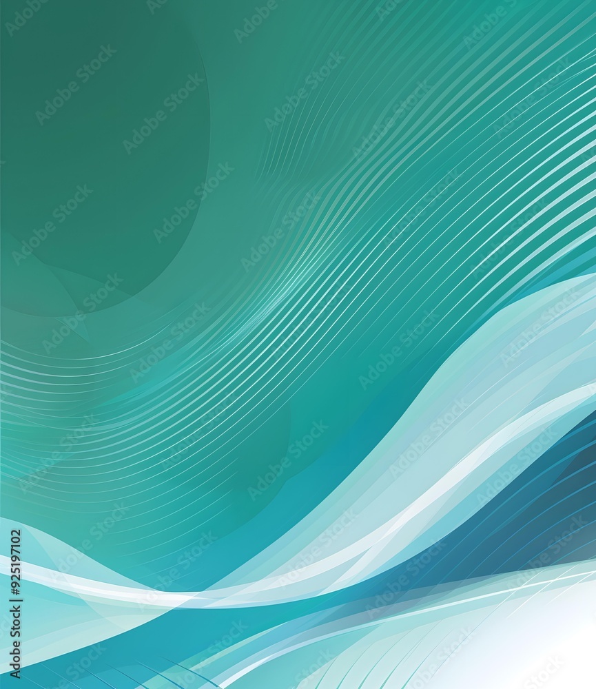 Fototapeta premium Abstract Background With Teal And White Waves