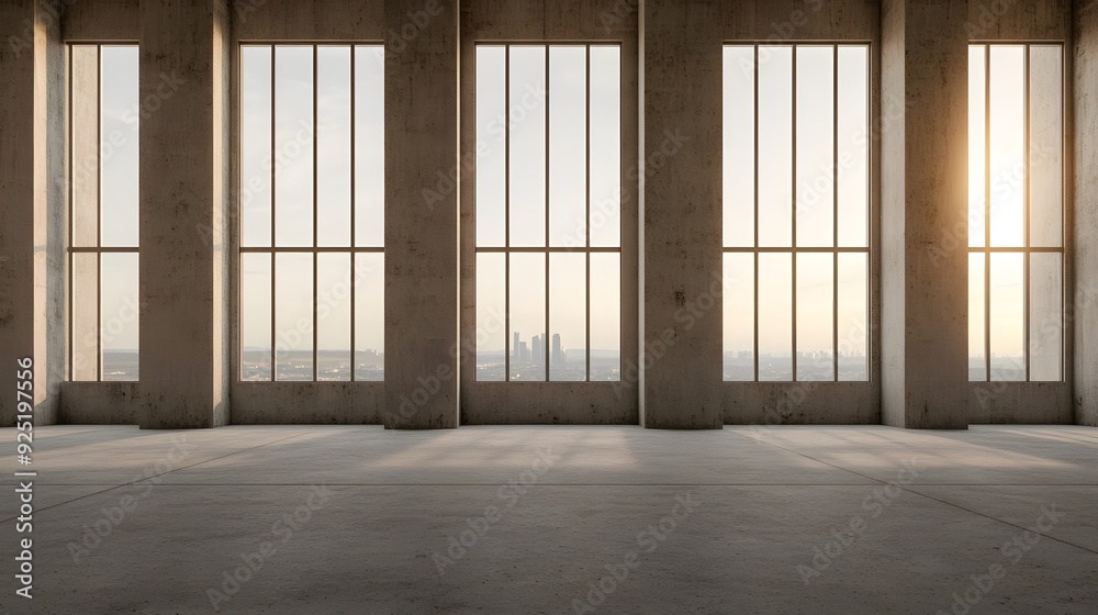 A spacious room with large windows, offering a view of the city skyline during sunset, creating a peaceful ambiance. A spacious room with large windows, offering a view of the city skyline during sunset, creating a peaceful ambiance.