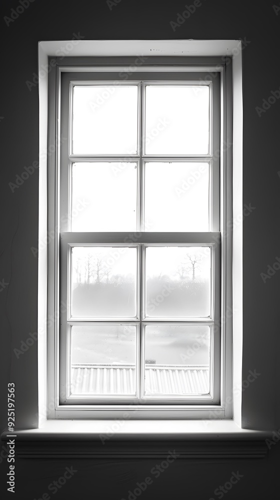 Window with Six Panes and a View of a Roof Window with Six Panes and a View of a Roof