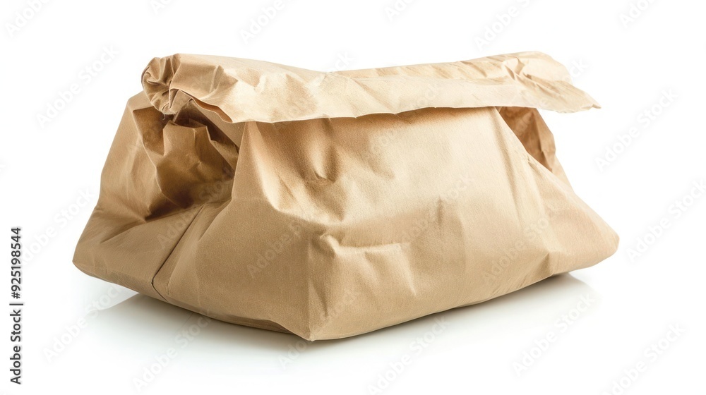 Brown paper bag isolated on white background, full depth of field 