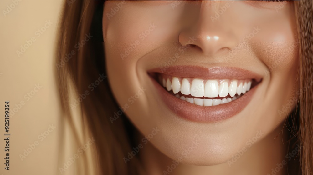 Closeup of a woman smiling with perfect white teeth. Closeup of a woman smiling with perfect white teeth.