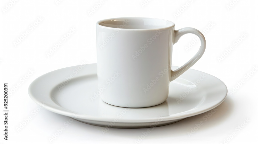 empty cup with plate, isolated on white background, full depth of field empty cup with plate, isolated on white background, full depth of field