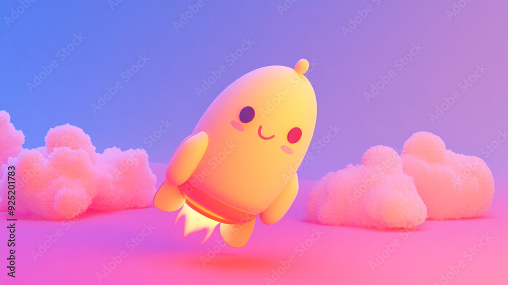 Rocket. 3 d. Children's illustration.