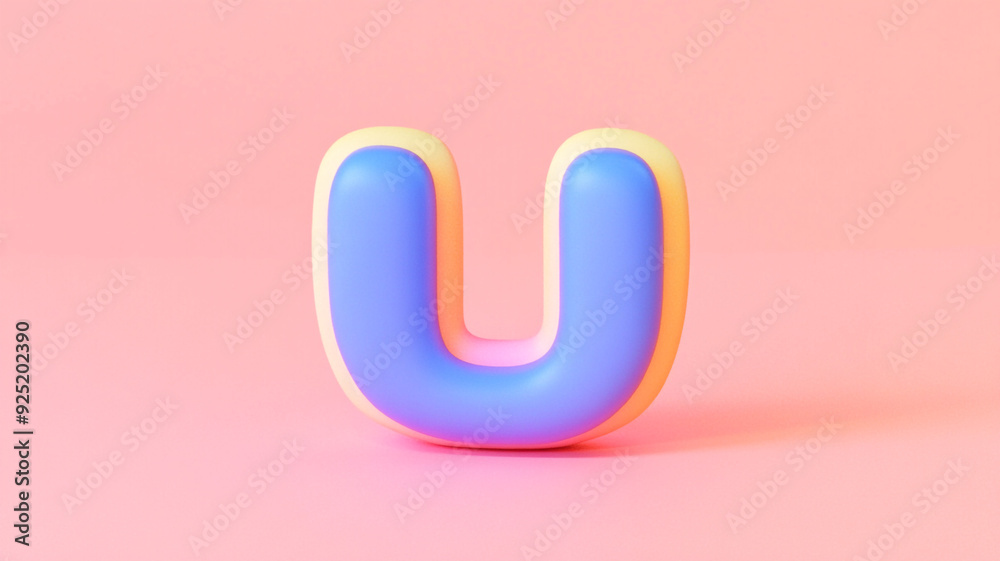 The letter U. 3 D. Children's illustration. The letter U. 3 D. Children's illustration.