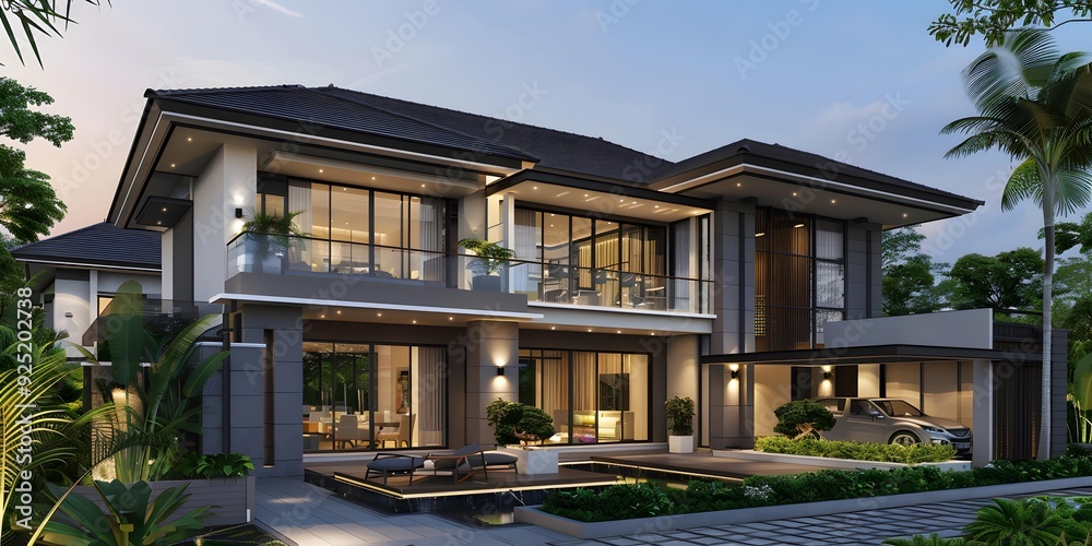Fototapeta premium Modern Luxury Home Design with Swimming Pool