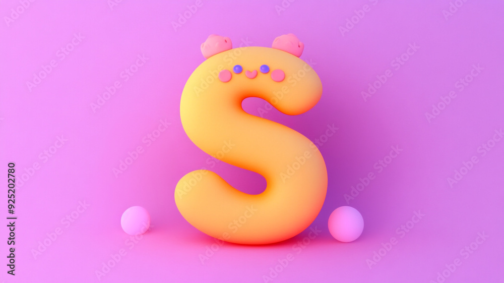 The letter S. 3 D. Children's illustration. The letter S. 3 D. Children's illustration.