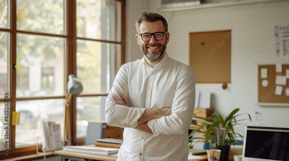 The smiling man in office The smiling man in office