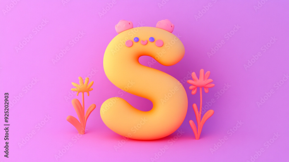 The letter S. 3 D. Children's illustration. The letter S. 3 D. Children's illustration.