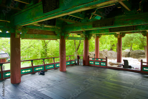 Interior of Jukseoru Pavilion with Wooden Columns and Scenic Views in Samcheok photo