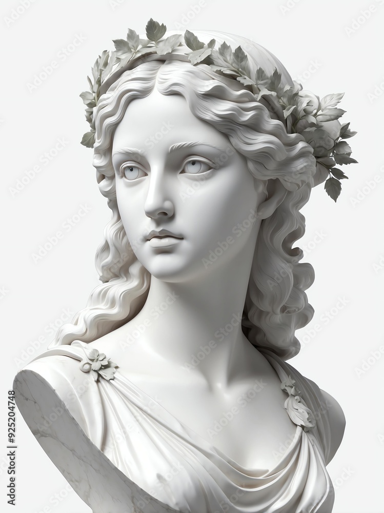greek goddess demeter marble statue head bust isolated background