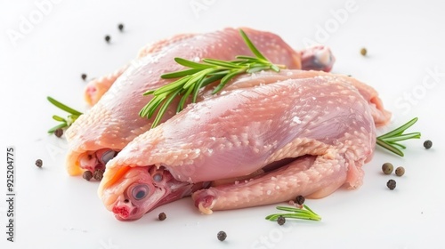 Raw chicken, fillet, isolated on white background, full depth of field.