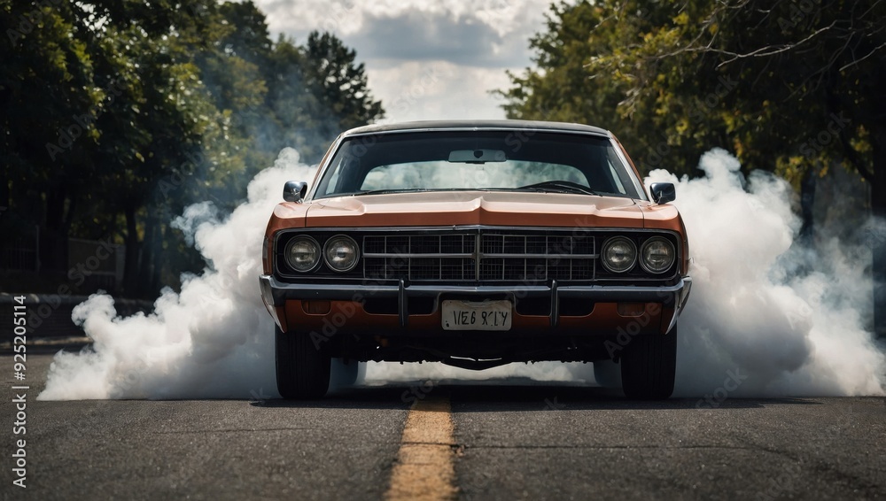 Car exhaust pipe emitting thick smoke, car fire, drifting Car exhaust pipe emitting thick smoke, car fire, drifting