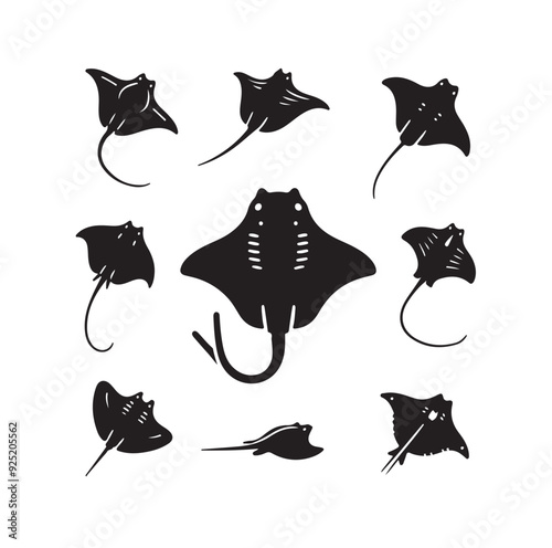 Stingray silhouette vector illustration set vector