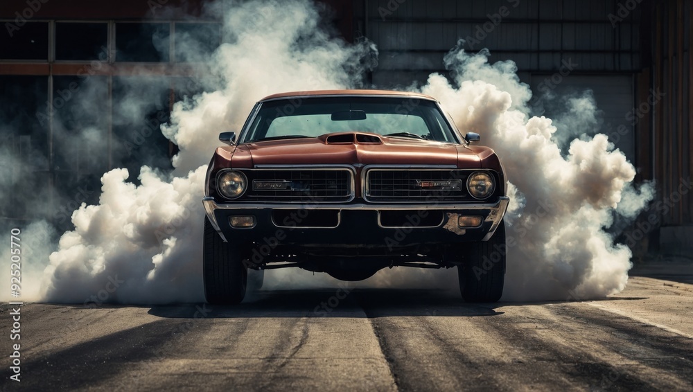 Car exhaust pipe emitting thick smoke, car fire, drifting Car exhaust pipe emitting thick smoke, car fire, drifting
