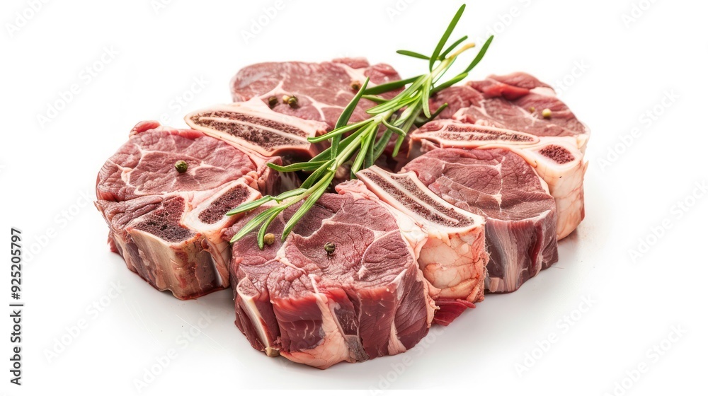 Sliced beef shank, osso bucco steak, isolated on white background, full depth of field, clipping path Sliced beef shank, osso bucco steak, isolated on white background, full depth of field, clipping path
