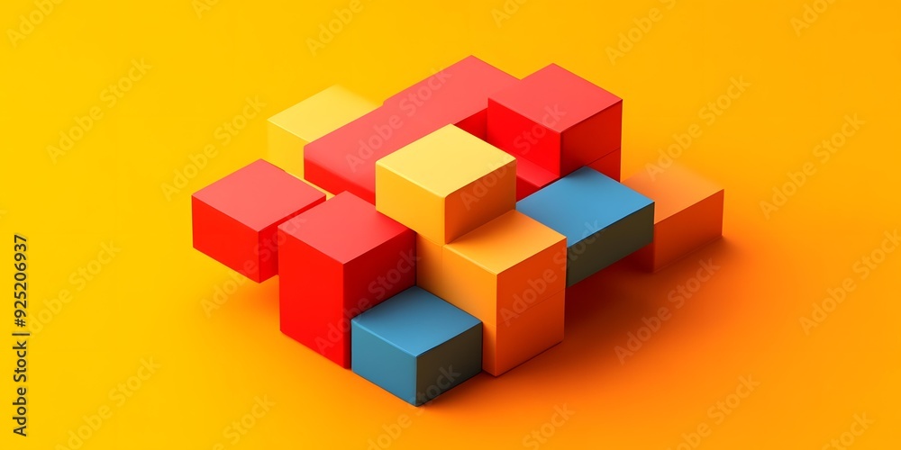 Abstract Geometric Shapes Colorful Cubes 3D Render Abstract Geometric Shapes Colorful Cubes 3D Render
