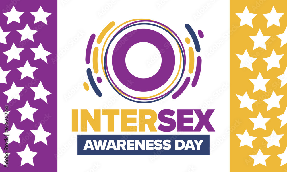Obraz premium Intersex Awareness Day. Human Rights. Internationally observed event. Celebrate annual in October 26. Intersex people community. Freedom and solidarity. Poster, card, banner and background. Vector
