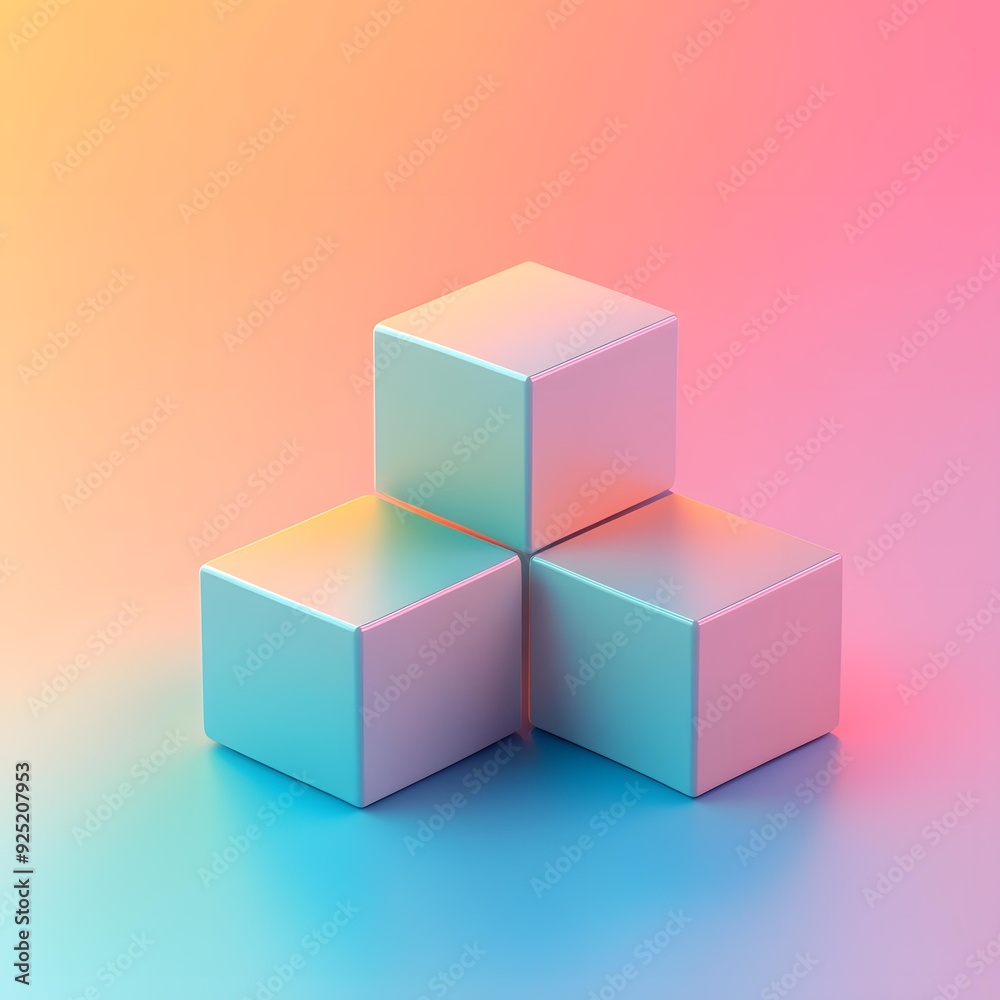 3D Geometric Abstract Shapes in Pastel Gradient 3D Geometric Abstract Shapes in Pastel Gradient
