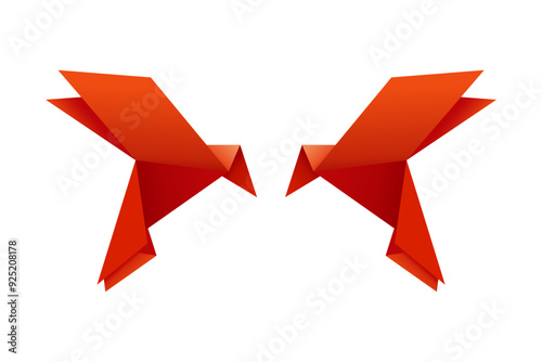 Origami bird vector. Realistic two red bird origami representing love couple. Free Download Origami bird vector. Realistic two red bird origami representing love couple. - GFXLoad