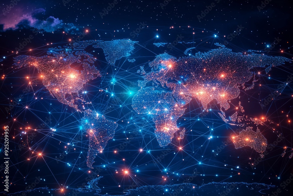 Global Digital Business Network Connection Illustration created with Generative AI Global Digital Business Network Connection Illustration created with Generative AI