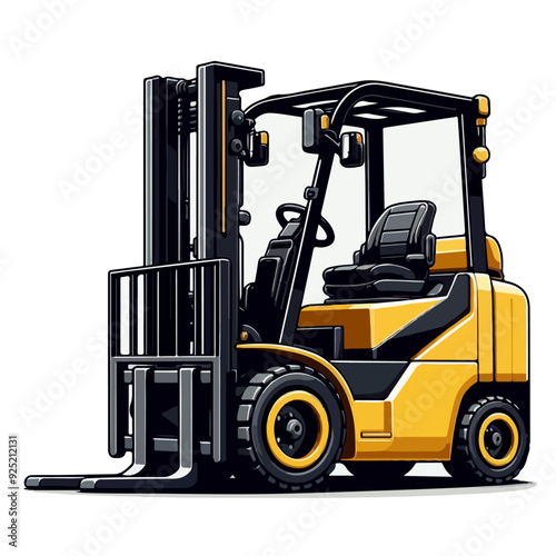 flat vector logo of a forklift,  forklift logo.