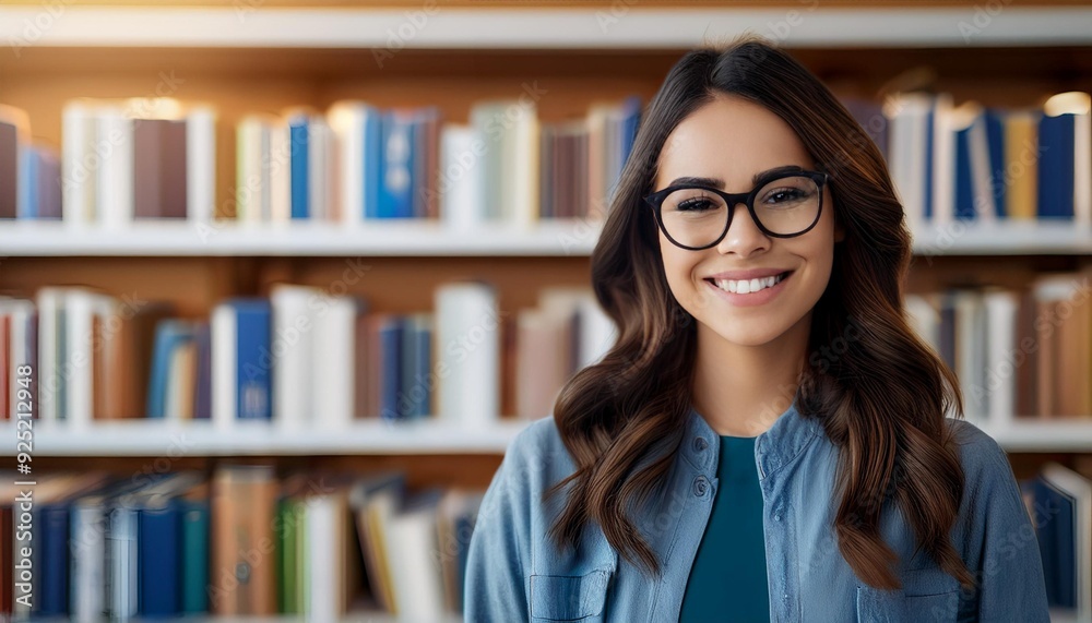 female student in a library, AI generated female student in a library, AI generated