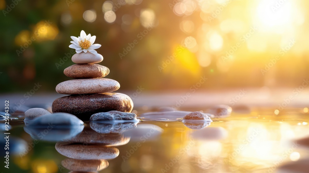 Obraz premium Mindfulness practices, vibrant calm, mental well-being, peaceful living