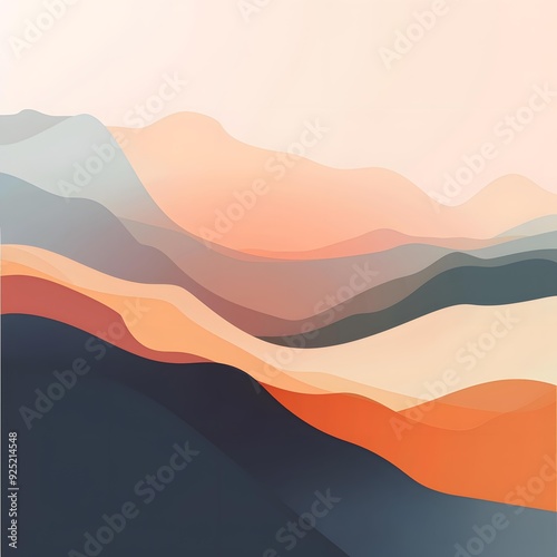 Wallpaper Mural Abstract Mountain Landscape with Warm Colors Torontodigital.ca