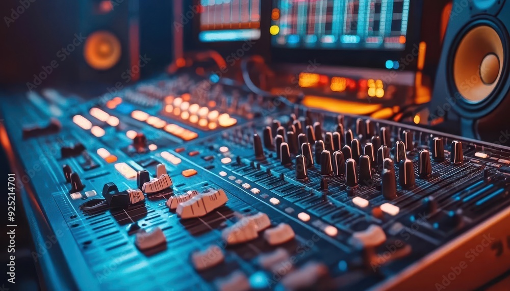 Music recording, vibrant sounds, dynamic production, studio creativity Music recording, vibrant sounds, dynamic production, studio creativity