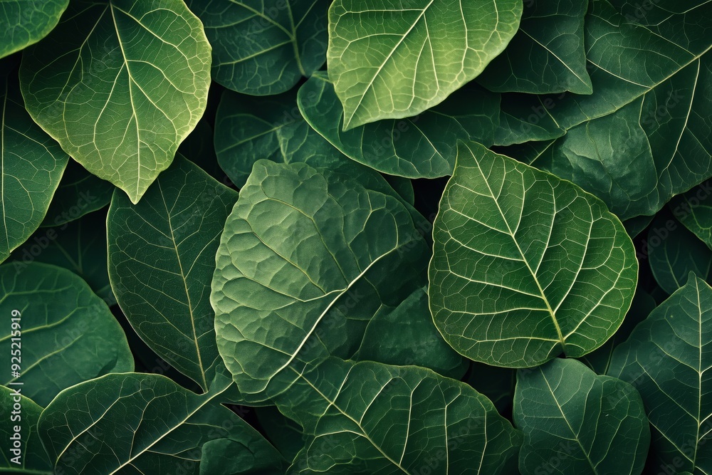 A dense arrangement of green leaves creating a natural backdrop A dense arrangement of green leaves creating a natural backdrop
