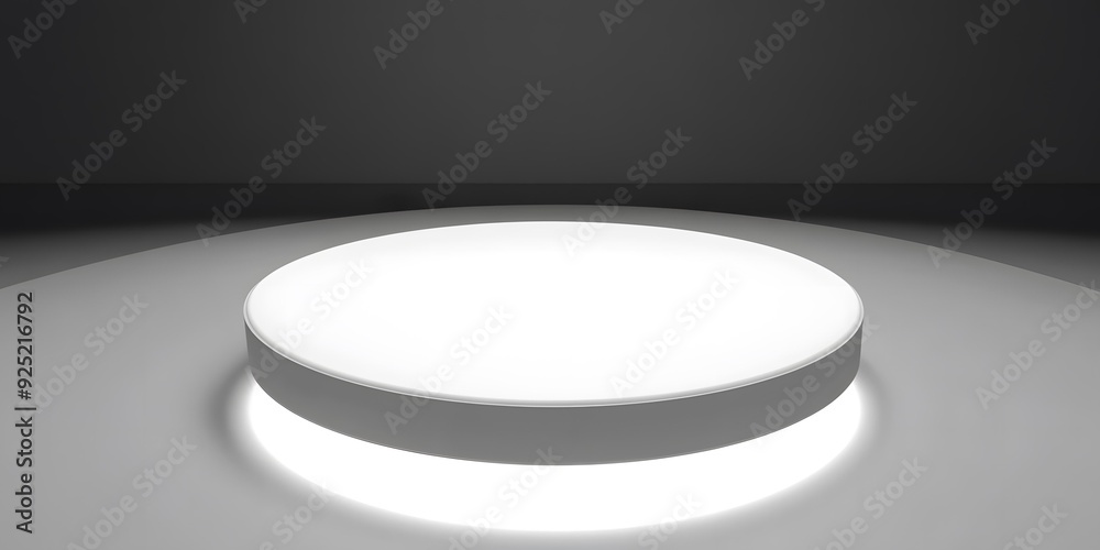 White Round Platform with Glowing Light