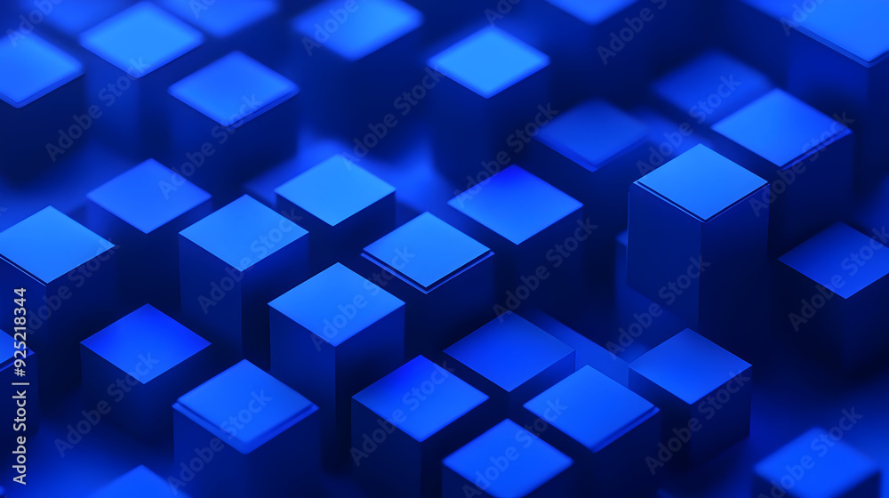 A 3D abstract representation of varying blue cubes creating a dynamic visual effect. A 3D abstract representation of varying blue cubes creating a dynamic visual effect.