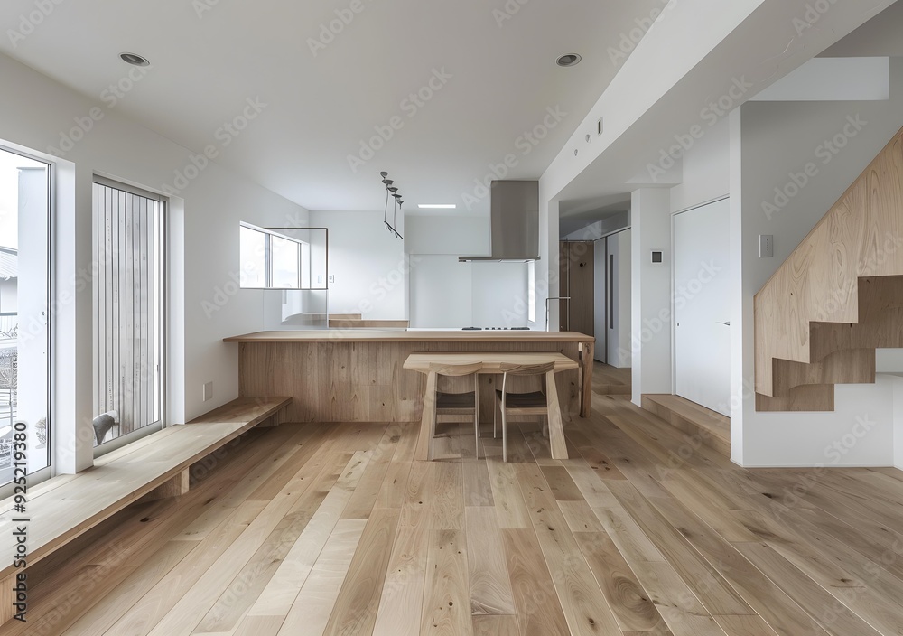 Modern Kitchen Design with Wooden Floors and Natural Light Modern Kitchen Design with Wooden Floors and Natural Light