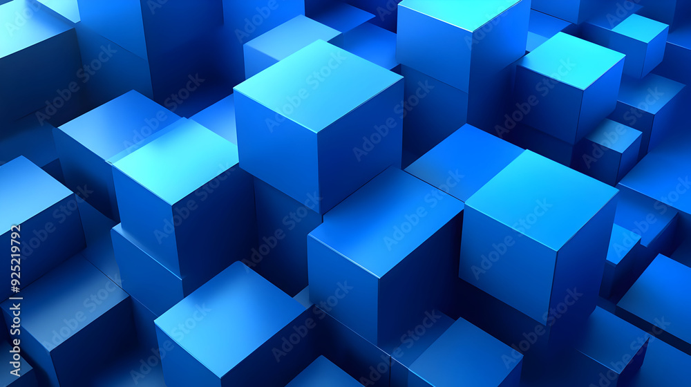 A 3D arrangement of blue cubes creating a modern abstract background. A 3D arrangement of blue cubes creating a modern abstract background.