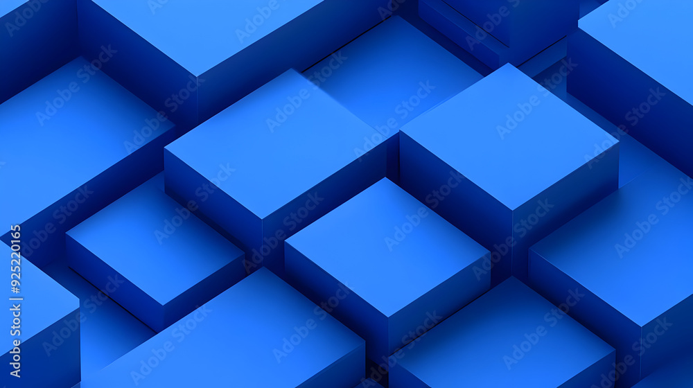 A 3D arrangement of blue geometric blocks with varying heights and dimensions. A 3D arrangement of blue geometric blocks with varying heights and dimensions.