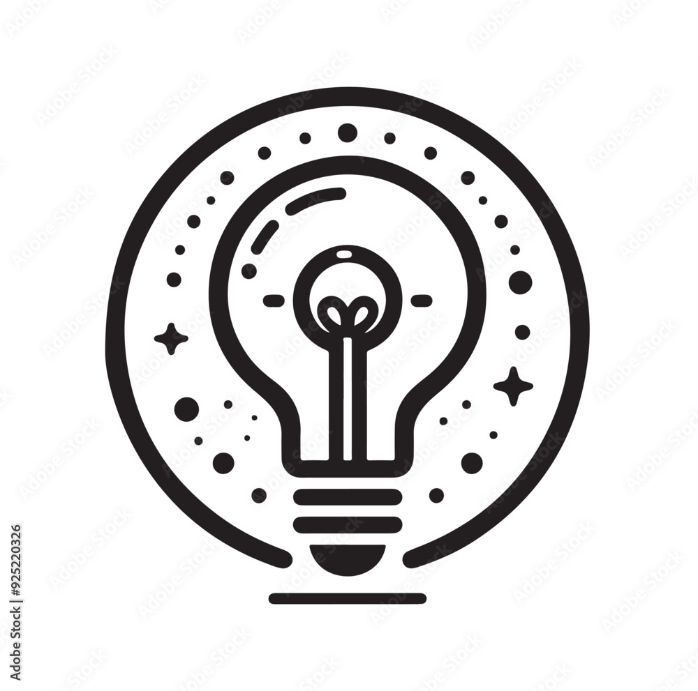 Lightbulb with idea innovation line art vector icon illustration Lightbulb with idea innovation line art vector icon illustration