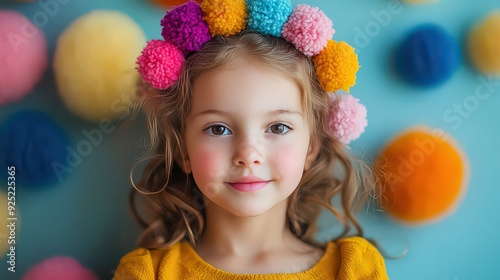 Stylish pom-pom headbands adorned with cute, colorful pom-poms, offering a fun and fashionable accessory for both children and adults.